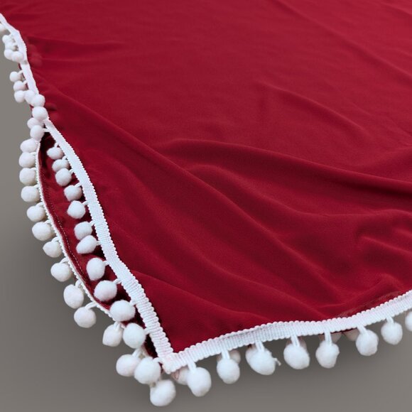 In'Voland Red Sheer Coverup with Pompoms - one size - Picture 2 of 7